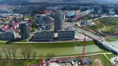 Panorama Nehri Wislok Rzeszow Hava Görüntüsü Polonya. Yüksek kalite 4k görüntü