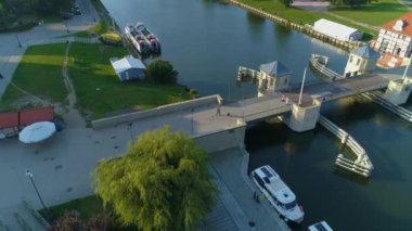 Elblag Coast Bridge Most Wybrzeze Gdanskie Aerial View Poland. High quality 4k footage