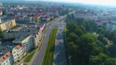Intersection Park Planty Elblag Aerial View Poland. High quality 4k footage