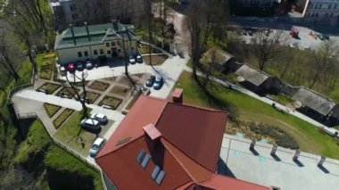 Royal Castle Museum Sanok Zamek Krolewski Aerial View Poland. High quality 4k footage