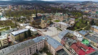 Cathedral Basilica In Kielce Bazylika Katedralna Aerial View Poland. High quality 4k footage