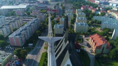 Sanctuary Mother Of God Elblag Sanktuarium Aerial View Poland. High quality 4k footage