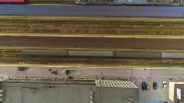 Railway Tracks Kielce Tory Aerial View Poland. High quality 4k footage