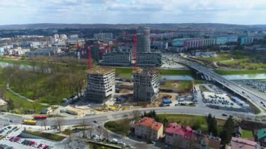 Panorama River Wislok Rzeszow Aerial View Poland. High quality 4k footage