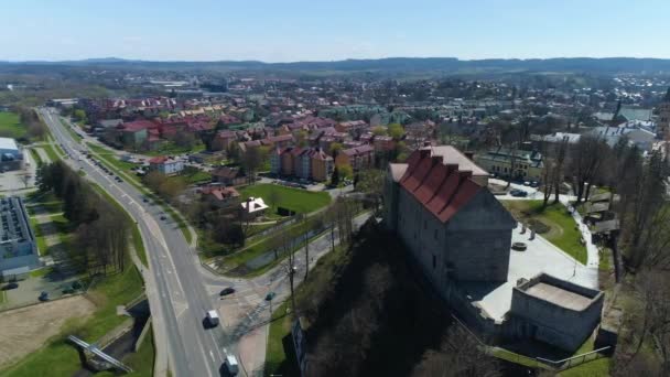 Royal Castle Museum Sanok Zamek Krolewski Aerial View Poland High — Video