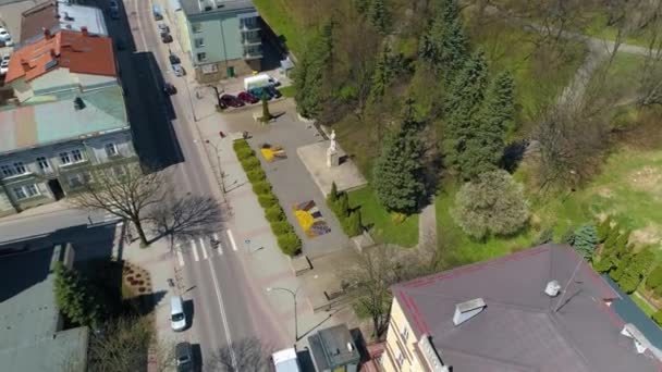 Монумент Костюшка Sanok Pomnik Aerial View Poland Кадри Високої Якості — стокове відео