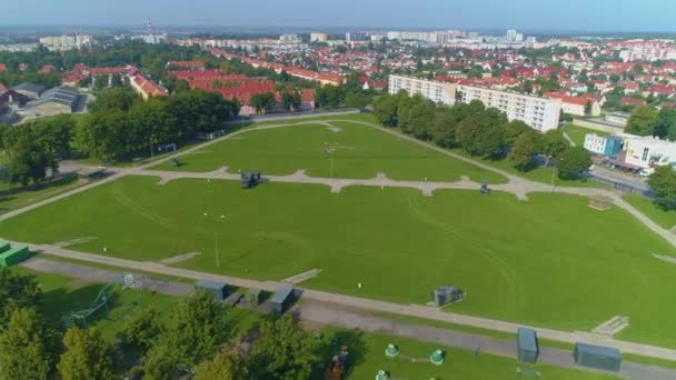 Exercise Yard Elblag Aerial View Poland High Quality Footage — Stockvideo