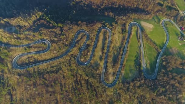 Beautiful Serpentine Mountains Sanok Bieszczady Aerial View Poland High Quality — Stock Video