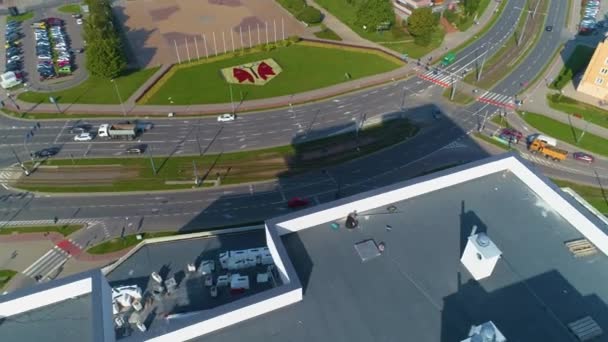 Skyscraper Elblag Wiezowiec Aerial View Poland High Quality Footage — Video