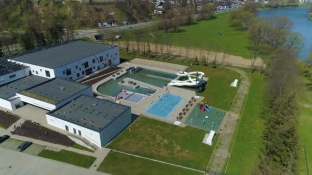 Recreation Center Sanok Mosir Swimming Pool Aerial View Poland High — Stock video