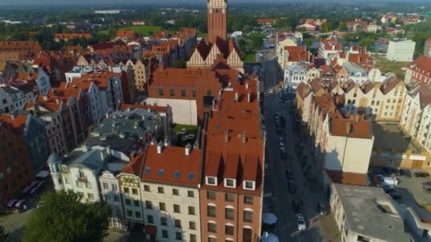 Old Market Square Elblag Stary Rynek Aerial View Poland High — Stockvideo