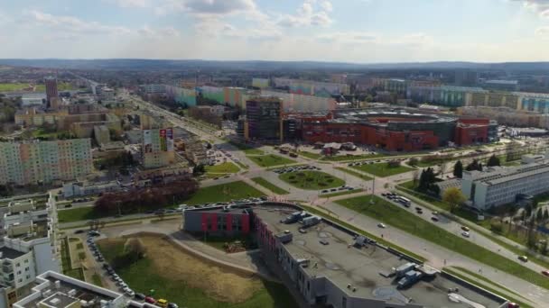 Panorama Intersection Aleja Niepodleglosci Rzeszow Aerial View Poland High Quality — 图库视频影像