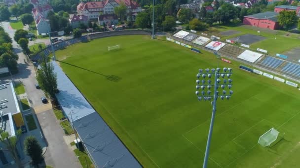 Olimpia Municipal Stadium Elblag Stadion Miejski Aerial View Poland High — Stockvideo