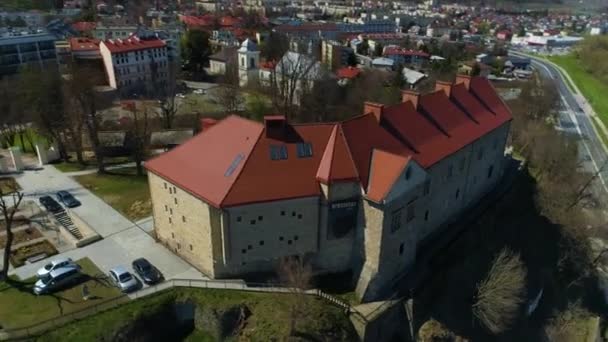 Royal Castle Museum Sanok Zamek Krolewski Aerial View Poland High — Video