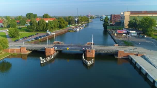 Most Zwodzony Elbląg Zwodzony Most Lotniczy Widok Polska Wysokiej Jakości — Wideo stockowe