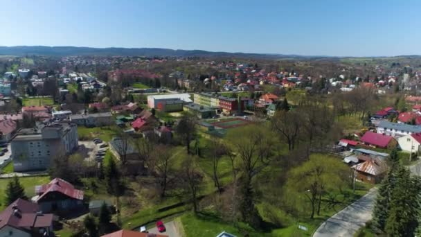 High School Sanok Liceum Aerial View Poland High Quality Footage — Stock Video