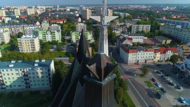 Sanctuary Mother God Elblag Sanktuarium Aerial View Poland High Quality — Stockvideo