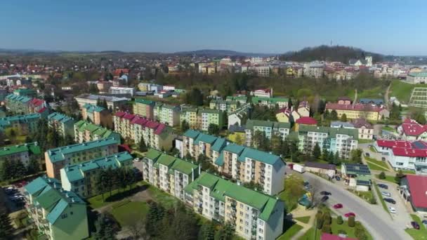 Apartments Street Kochanowskiego Sanok Panorama Aerial View Poland High Quality — Stockvideo