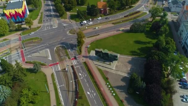 Rebirth Monument Elblag Pomnik Odrodzenia Aerial View Poland High Quality — Stockvideo