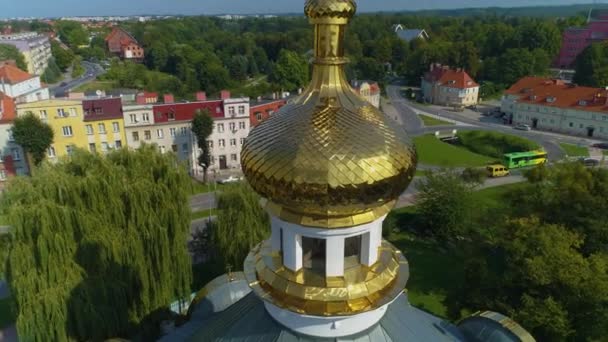 Greckokatolicki Kościół Elbląg Cerkiew Aerial View Poland Wysokiej Jakości Materiał — Wideo stockowe