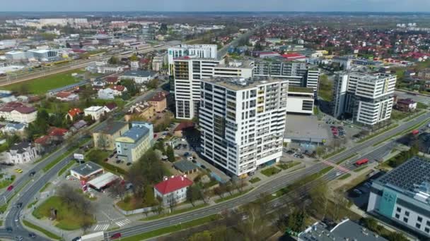 Skyscrapers Panorama Rzeszow Wiezowce Aerial View Poland High Quality Footage — Stock video