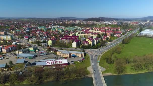Apartments Street Queen Bona Sanok Panorama Aerial View Poland Кадри — стокове відео