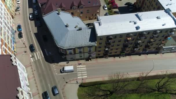Kosciuszki Street Sanok Aerial View Poland High Quality Footage — Stockvideo