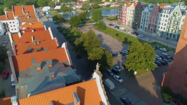 Wybrzeże Elbląskie Most Katedralny Wybrzeże Gdańskie Widok Lotu Ptaka Polska — Wideo stockowe