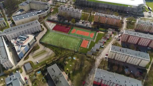 Sports Field Suzuki Arena Stadium Kielce Aerial View Poland High — Stockvideo