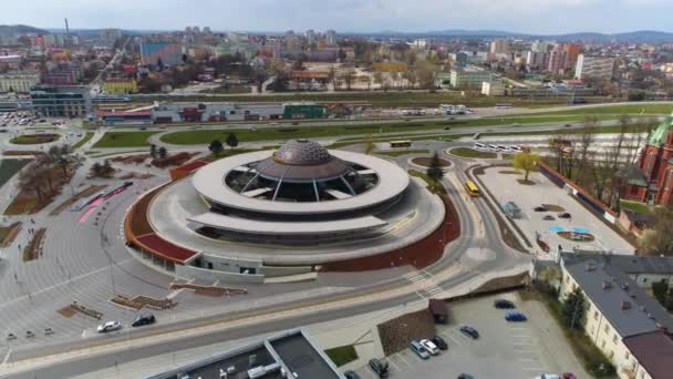 Bus Station Kielce Dworzec Autobusowy Aerial View Poland High Quality — Stockvideo