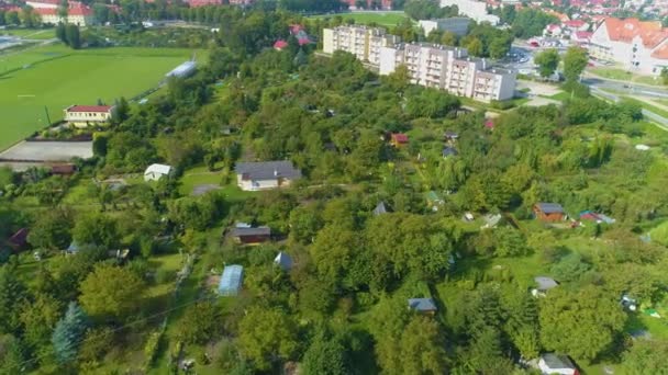 Allotment Gardens Elblag Ogrody Dzialkowe Aerial View Poland High Quality — Stock Video
