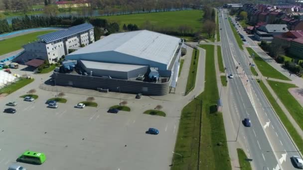Recreation Center Arena Sanok Mosir Luftaufnahme Polen Hochwertiges Filmmaterial — Stockvideo