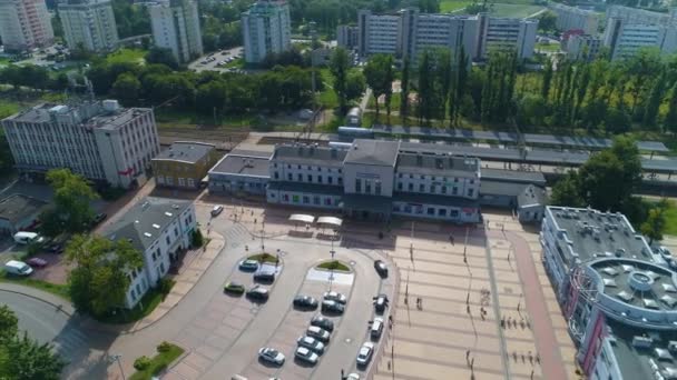 Train Station Elblag Dworzec Kolejowy Aerial View Poland High Quality — Stock video