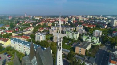 Sanctuary Mother Of God Elblag Sanktuarium Aerial View Poland. High quality 4k footage