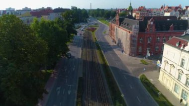 Plac Slowianski Square Elblag Aerial View Poland. High quality 4k footage