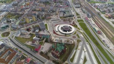 Bus Station Kielce Dworzec Autobusowy Aerial View Poland. High quality 4k footage