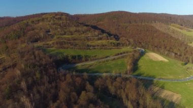 Beautiful Serpentine Mountains Sanok Bieszczady Aerial View Poland. High quality 4k footage