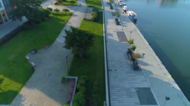 Elblag Coast Boulevard Wybrzeze Gdanskie Bulwar Aerial View Poland. High quality 4k footage