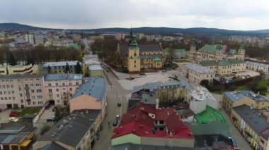 Cathedral Basilica In Kielce Bazylika Katedralna Aerial View Poland. High quality 4k footage