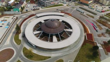 Bus Station Kielce Dworzec Autobusowy Aerial View Poland. High quality 4k footage