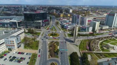 Panorama Garden Roundo Anıtı Rzeszow Hava Görüntüsü Polonya. Yüksek kalite 4k görüntü