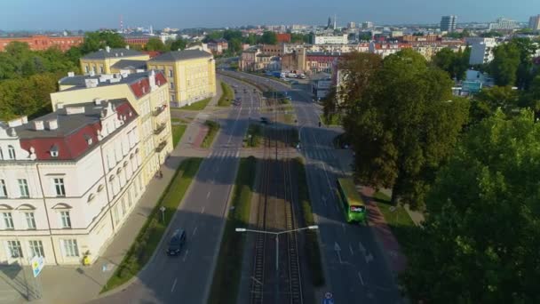 Rycerska Street Elblag Ulica Aerial View Poland High Quality Footage — Video Stock