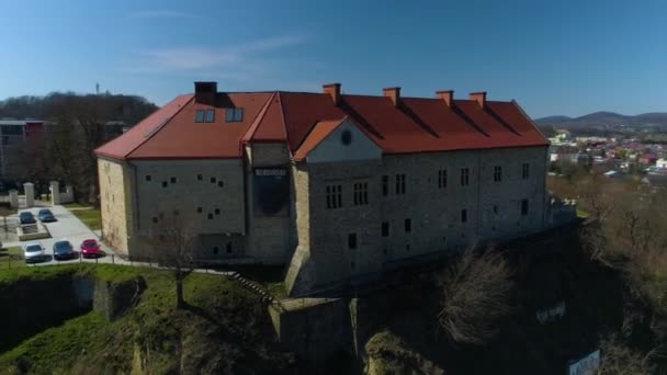 Königliches Burgmuseum Sanok Zamek Krolewski Luftaufnahme Polen Hochwertiges Filmmaterial — Stockvideo