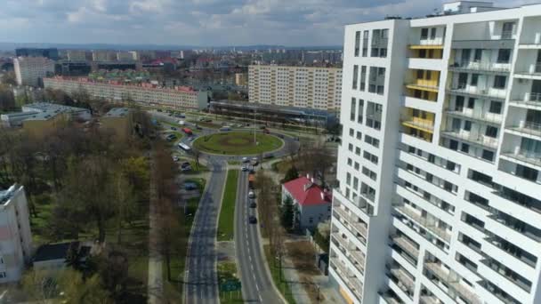 Panorama Rondo Jan Pawel Rzeszow Aerial View Poland High Quality — Stock video