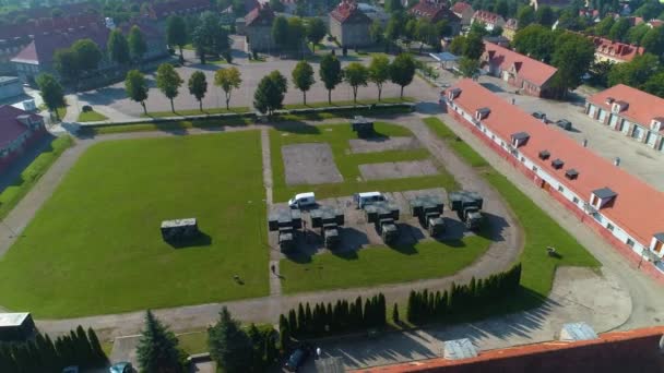 Exercise Yard Elblag Aerial View Poland High Quality Footage — Stockvideo