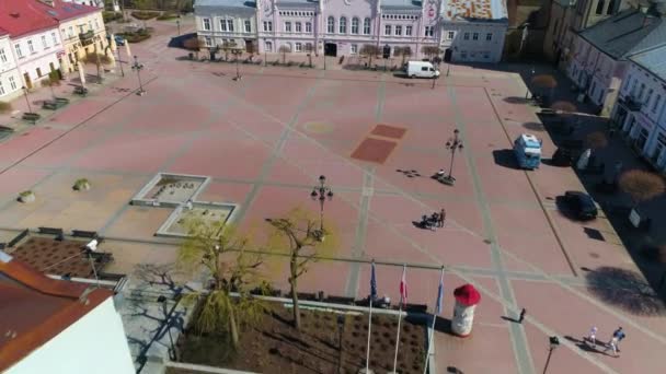 Centrum Market Sanok Rynek Ratusz Aerial View Poland High Quality — Stockvideo