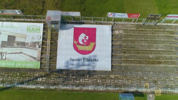 Olimpia Municipal Stadium Elblag Stadion Miejski Aerial View Poland High — Stockvideo