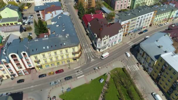 Kosciuszki Street Sanok Aerial View Poland High Quality Footage — Video