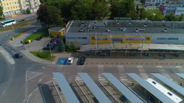 Autostazione Elblag Dworzec Autobusowy Vista Aerea Polonia Filmati Alta Qualità — Video Stock