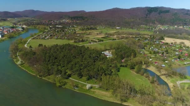 Beautiful Mountain San Landscape Panorama Sanok Aerial View Poland High — Video